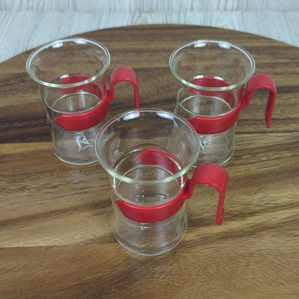Set of 3 Nilsjohan! Sweden Glass Cups for Hot Drinks Vintage Swedish Mid Century